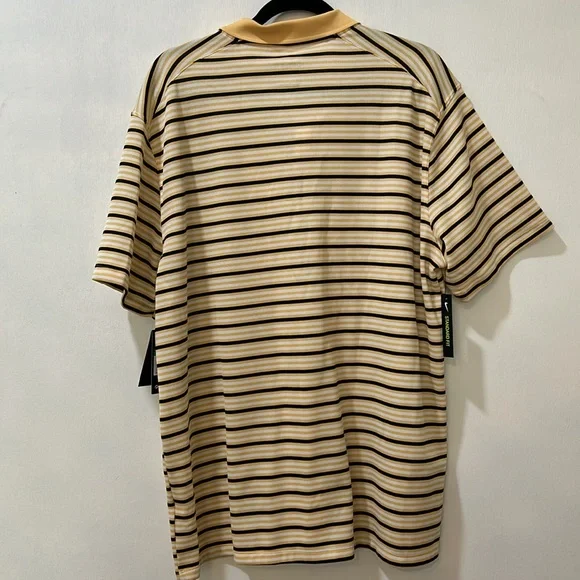 NIKE MENS POLO SHIRT DRY FIT SHORT SLEVEE GOLD STRIPED BLACK SZ XL NEW - Picture 2 of 11